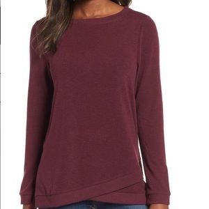 Everleigh Crossover Hem Sweatshirt - Size Medium - Color Burgundy